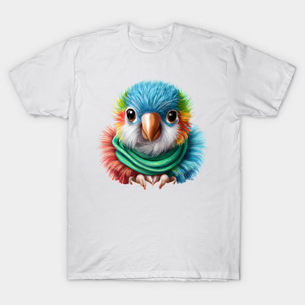 Adorable Cartoon Fluffy Happy Baby Parrot T-Shirt by CBV